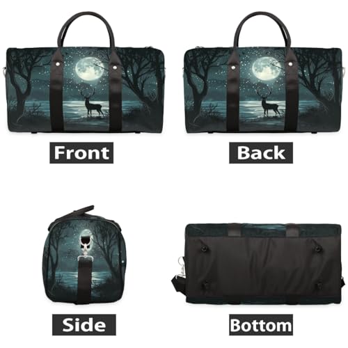 Travel Duffle Bag Deer Lake Foldable Travel Bags for Men Women, 17 Inch Gym Bag Workout Bag Carry on Weekender Overnight Bag for Gym Travel2
