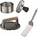 Produktbild RÖSLE Barbecue Burger-Set 3-tlg, Hochwertiges Burger-Set mit Burgerpresse Pro, Barbecue-Gewicht und Burgerwender, Edelstahl 18/10, Gusseisen emailliert