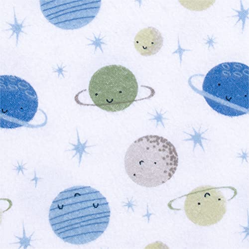 Image of Gerber Boys Newborn Infant Baby Toddler Nursery 100% Cotton Flannel Receiving Swaddle Blanket, Space Blue, Pack of 5