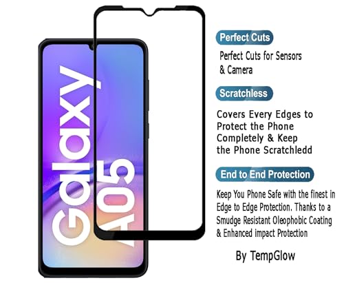 Image of Screen Protector for Samsung Galaxy A05 4G (Black) Tempered Glass Edge-to-Edge 6D Screen Guard With Installation Kit