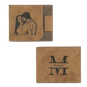 Dad Wallets Fathers Day Gift for Dad Personalized Photo Wallet for Men Initial Monogram Name Wallet Custom Picture Leather Slim Bifold Wallet Father Day for Grandpa Husband