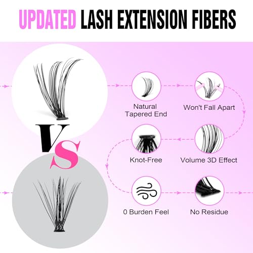 Image of Pawotence Lash Clusters Natural 30D Cluster Eyelash Extensions 8-15mm Individual Lashes Cluster Wispy 280pcs Eyelash Clusters Lash Extension for Self Application (30D, 0.07D, 8-15mm)