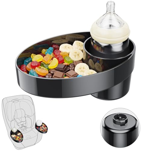 BBSDA 2 Pack Twist Lock Car Seat Snack Tray Cup Holder Replacement for Safety 1st EverFit & Grow and Go Compatible with Maxi-COSI Pria & Cosco C6577 &C6474 Larger Cup Holder for Kids Travel (Black)