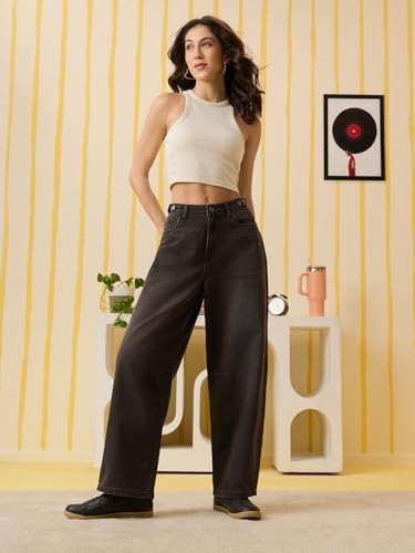 Jeans denim taille zippée coton délavé réglable coupe ventre léger - 2