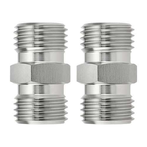 Image of SING F LTD 2Pcs M14x1.5 Hydraulic Adapter Fitting Hose Pipe Thread Connector Suitable For Various Hydraulic Systems And Small Excavators Sliver