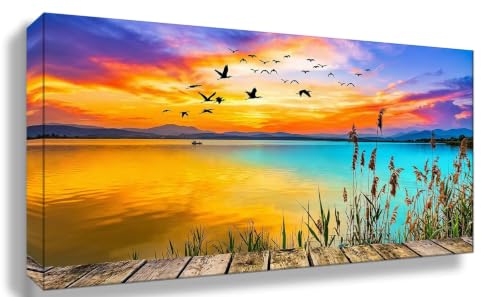Diamond painting coucher de soleil 5d grand format 60x120cm pour decoration chambre adulte