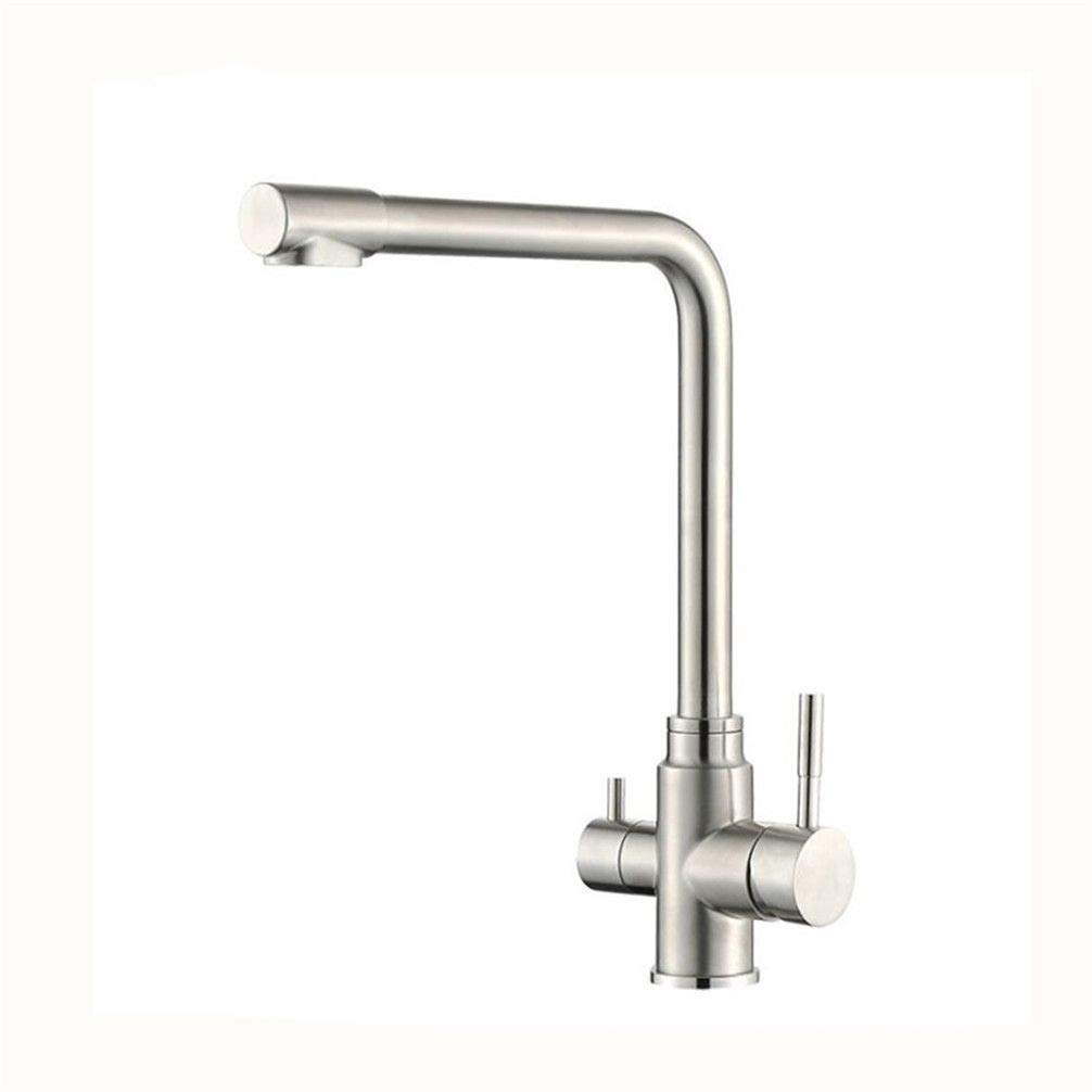 Robinet lavabo cuisine acier inoxydable 304 pivotant mitigeur eau chaude froide