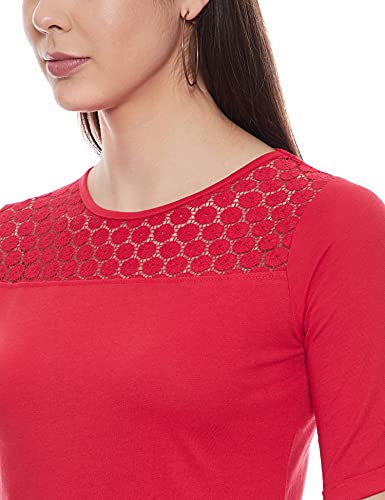 Image of Max Women's Lace Insert Round Neck Regular Fit Top