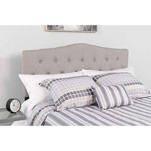 Flash Furniture Cambridge Tufted Upholstered King Size Headboard in Light Gray Fabric