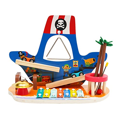 Montessori Spielzeug ab 1 Jahr,Holzspielzeug ab 1 Jahr,Piratenschiffe Xylophon Kinder Musikinstrument Spielzeug Set,Baby Musikspielzeug,Montessori Lernspielzeug für Mädchen Jungen ab 1 2 3 4 5 Jahr