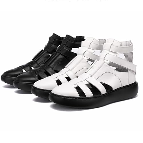 MILDSEVEN Classical Men's Business Roman Sandals, Handmade Retro Closed Toe Beach Shoes, Weave Fashion Casual Fisherman Shoes, 15