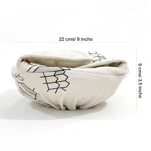 Image of Swayam 100% Cotton Cloth Roti Casserole | Hot Chapati Box | Washable Bread Basket | 22 cm Round Roti Basket | Geometric Design - Beige