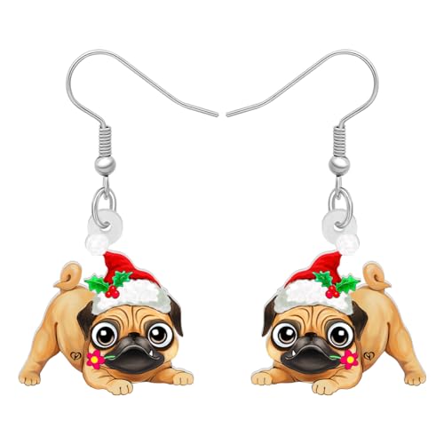 Cadeaux de Noël boucles d'oreilles goutte chien en acrylique