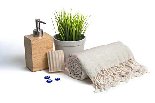 Ahenque Premium Quality Linen&Cotton Blend Turkish Bath Towel, Eco-Friendly Turkish Fouta Beach Towel, Natural Look Linen Tablecloth, 60% Linen -%40 Cotton, Guest Towel (Pink) #TOP2