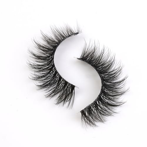 3D Falsche Wimpern Cat-Eye Kurze Natürlich Look Wispy Faux Mink spiky lashes,Cross Flauschig Weiche Wiederverwendbare Nerzwimpern-Happy Heartbeat (No.203)