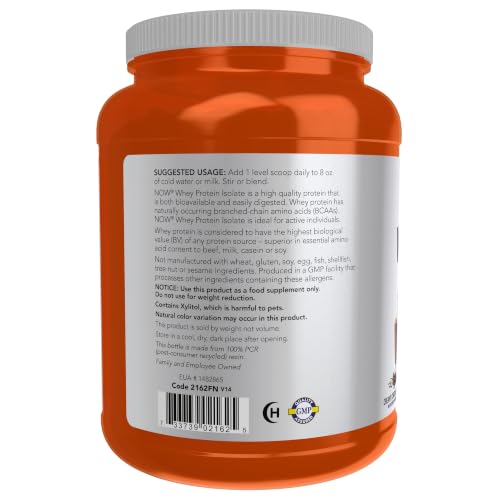 Image of NOW Foods Sports Nutrition, Whey Protein Isolate, 25 g With BCAAs, Creamy Chocolate Powder, 1.8-Pound