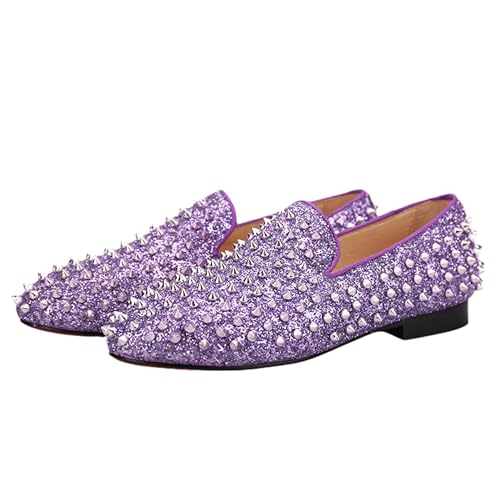 HI&HANN Toddler Boys Girls Spiked Glitter Dress Shoes Little Kid Leather Shoes Wedding Dress Shoes Slip On Loafer Flats Shoes Matching Outfits2