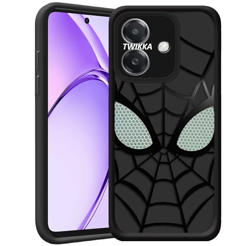 Image of Stylish Spider Back Case Cover Compatible for Oppo A5 Pro 5G | Spidey Face Mask Case | Soft Silicone | Camera & Full Body Protection | Shock Proof | (Black)