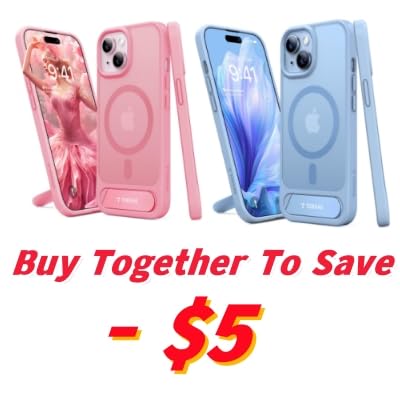 TORRAS Magnetic & Stand Designed for iPhone 15 Case Suit with Magsafe, Pink& Blue