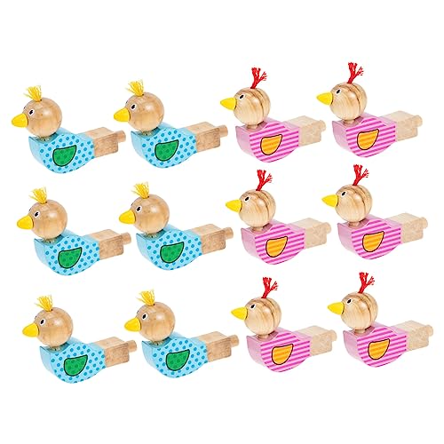 BESTonZON 12Pcs Wooden Whistle for Boy Girl Creative Educational Musical Instruments Engaging Fun Whistles for and Charming Design for Happy Playtime