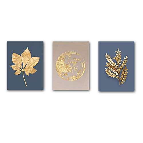 Feuille d'or mur art toile nordique inspirante pour réenchanter votre foyer