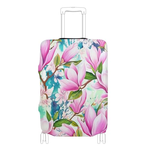 Joisal Flowers Leaves Pink Luggage Cover for Suitcase Protector Trip Baggage Cool Travel Gifts Luggage Sleeve, M, Fits 22-24 Inch Case