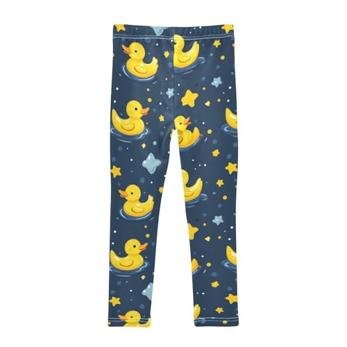 Yellow Ducks Girls' Leggings Toddler Doodles Blue Stars Kids Yoga Pants Dance Active Tights 4T2