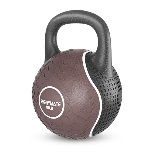EVERYAMTE Soft Massage Kettlebells, Rubber Kettlebell, Anti Slip hand Kettlebell weights for Home workout Kettlebells Color Coded Massage Kettlebell, 10LB,15LB,20LB Rubber Kettlebell