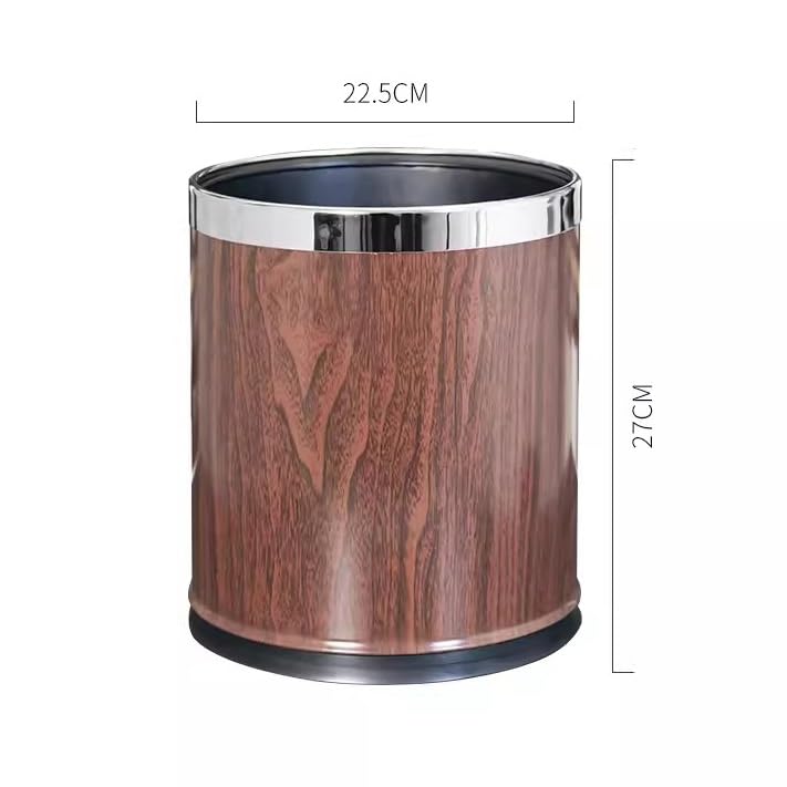 Caneca de basura redonda sin tapa madera 10L marrón miniatura 2