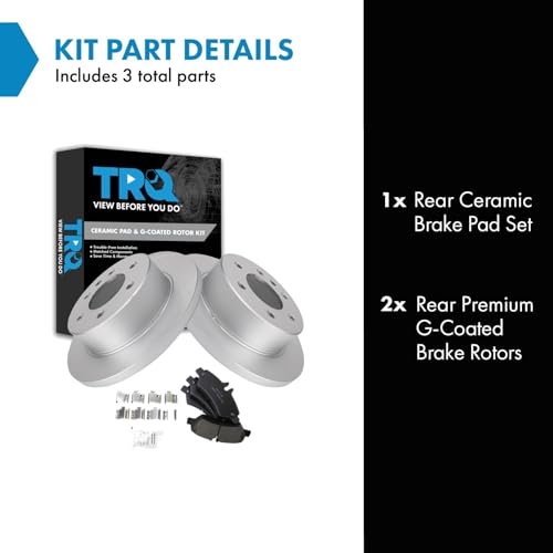 Image of TRQ Rear Brake Pad and Rotor Set Ceramic G Coated Rotors Compatible with 2007-2009 Dodge Sprinter 2500 2007-2018 Freightliner 2500 2010-2018 Mercedes-Benz Sprinter 2500