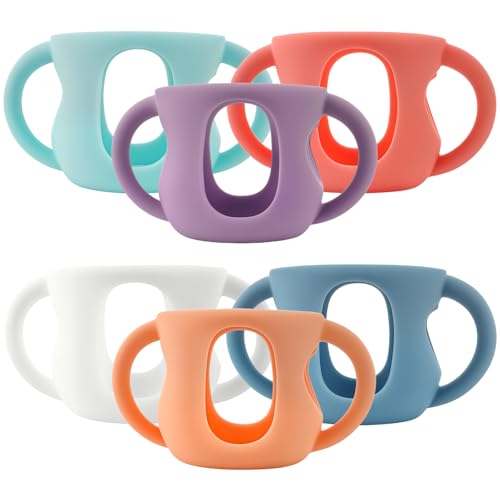 6Pcs Baby Bottle Handles, Drop Resistant Glass Baby Bottle Sleeves, Anti Slip and Heat Resistant Baby Bottles Silicone Sleeves for Avent 120ml