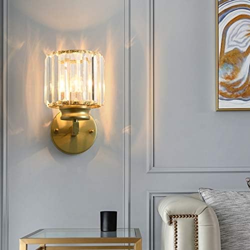 LED Wall Sconces Surfaced Mount Hotel Bedroom Bedside Reading Light Fixture E27 Bulb Replaceable Crystal Gold