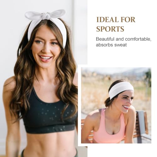 Image of DRESHOW 8 Pack Bow Headbands for Women Girls Elastic Headwraps Knotted Headband Rabbit Ears Turban Non-Slip Sport Cute Hair Accessories