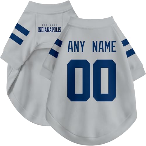 Image of Indianapolis Dog Clothes Jersey Style Personalized Pet T Shirt with Custom Name Number for Small Medium Large Dogs