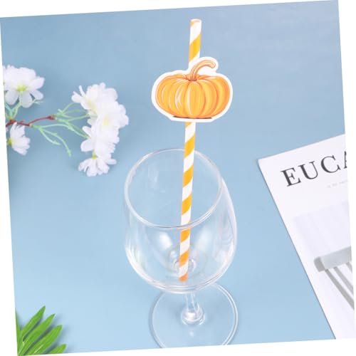 40 pitillos de papel naranja con calabaza biodegradable miniatura 6