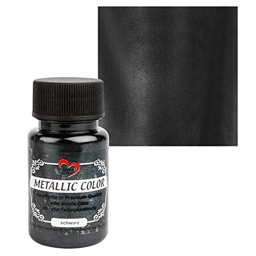 Ideen mit Herz Pintura Metalizada | pintura acrílica manualidades con brillo metálico noble y alta pigmentación de color | 50 ml (negro)