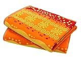 COTTON CRAFT Oversized Beach Towel - 2 Pack 35x70 XL Towels - 100% Cotton Big & Huge Pool Bath Towel - Plush Terry Jacquard Velour 450 GSM Super Soft Absorbent Luxury - Sunshine Orange Yellow