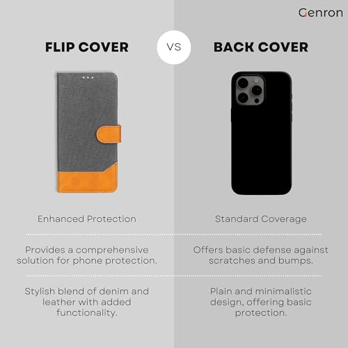 Image of Samsung A52S Flip Cover | Denim & Leather Back Case | Kickstand & Card Holder | Drop Protection Flip Cover for Samsung Galaxy A52S (Grey)