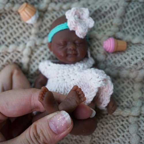 Muñeca bebé reborn de silicona mini 4.5 pulg miniatura 6