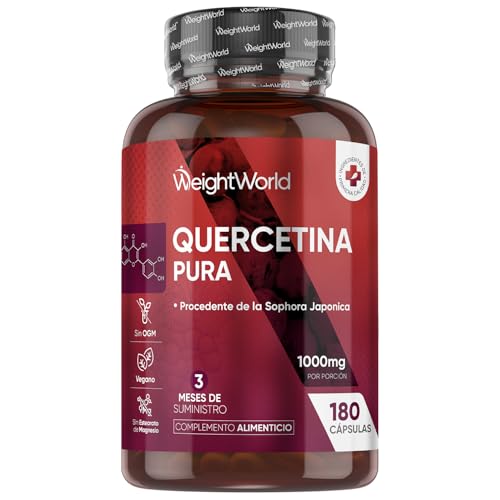 Quercetina 1000 mg Pura 180 Cápsulas Veganas - Complemento del Extracto de la Sophora Japónica, Para 3 Meses de Suministro, Sin OGM y Sin Lactosa