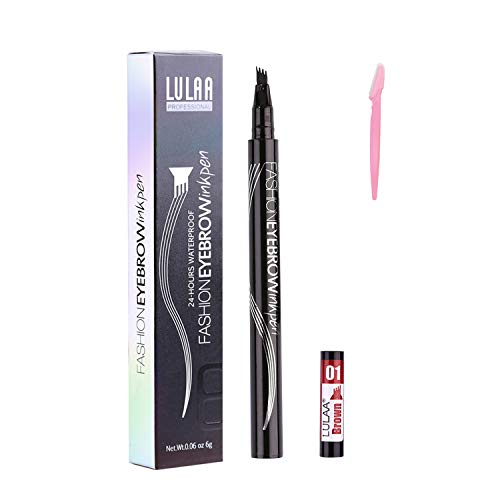 Eyebrow Pen, Long-lasting Waterproof Eyebrow Tattoo Pen, Microblading Eyebrow Pencil with a Micro-Fork Tip Applicator Creates Natural Looking Brows Effortlessly, Brown