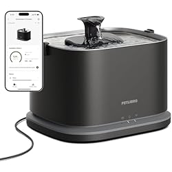 PETLIBRO Upgrade Cat Water Fountain Stainless Steel Tray, Dockstream 2 Cat Fountain Indoor, 3L/101oz Auto Cat Fountains for Drinking, App Monitoring Pet Water Fountain Dog, 5G WiFi Cat Water Dispenser
