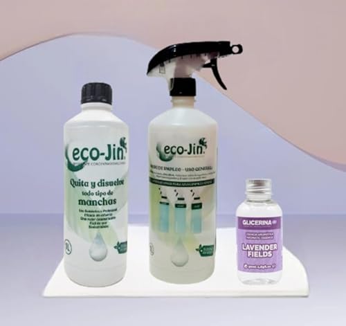 ECO-JIN - LIMPIADOR MULTIUSOS EXTRA CONCENTRADO NEUTRO - PRODUCTO REVOLUCIONARIO DEL QUE TODO EL MUNDO HABLA + FRAGANCIA A ELEGIR - CREA TU PROPIO ECO-JIN (LAVANDA)
