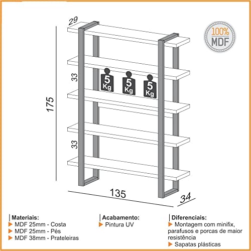 Estante Industrial 5 Prateleiras Dalla Costa
