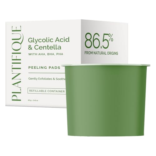 PLANTIFIQUE (nur Nachfüllpackung) Korean Peeling Pads 60 Stück, mit Glycolsäure, Niacinamid, CICA, AHA, BHA, PHA für Gesichtspeeling und zur sanfte Hauterneuerung - Toner Pads für alle Hauttypen