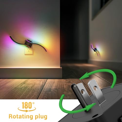 Image of L LOHAS LED Night Light, Night Lights Plug into Wall, Modern Nightlight with Dusk to Dawn Sensor, 3000K & RBG Dimmable Wave Plug in Night Light, for Bedroom Bathroom Hallway