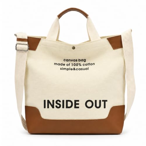 Image of Canvas Tote Bag For Women inside out bag Crossbody Handbag with Adjustable Strap and Coin Purse for Work,Travel,Grocery