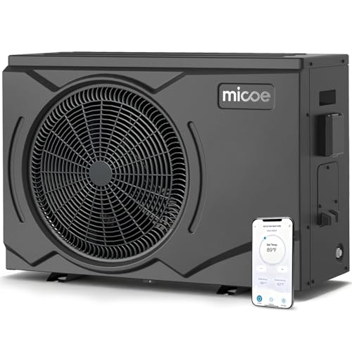 MICOE 75,000 BTU Pool Heat Pump, Smart Electric Air Source Heat Pump Heater for Up to 21,000 Gallon Above Ground & Inground Pools, App Control, Heating & Cooling, 220-240V by MICOE - Used condition