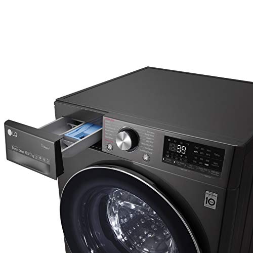 Image of LG 10.5 Kg / 7.0 Kg Wi-Fi Inverter AI Direct-Drive Fully Automatic Front Load Washer-Dryer (FHD1057STB, Steam+, In-built Heater, 6 Motion DD, Black Steel)