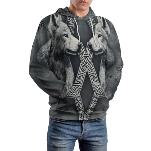 Sweat-shirt à capuche runes vikings pull imprimé 3D chaud et confortable - 5